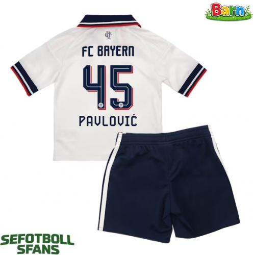 Bayern Munich Aleksandar Pavlovic #45 Bortaställ Barn 2026-27 Kortärmad (+ Korta byxor)